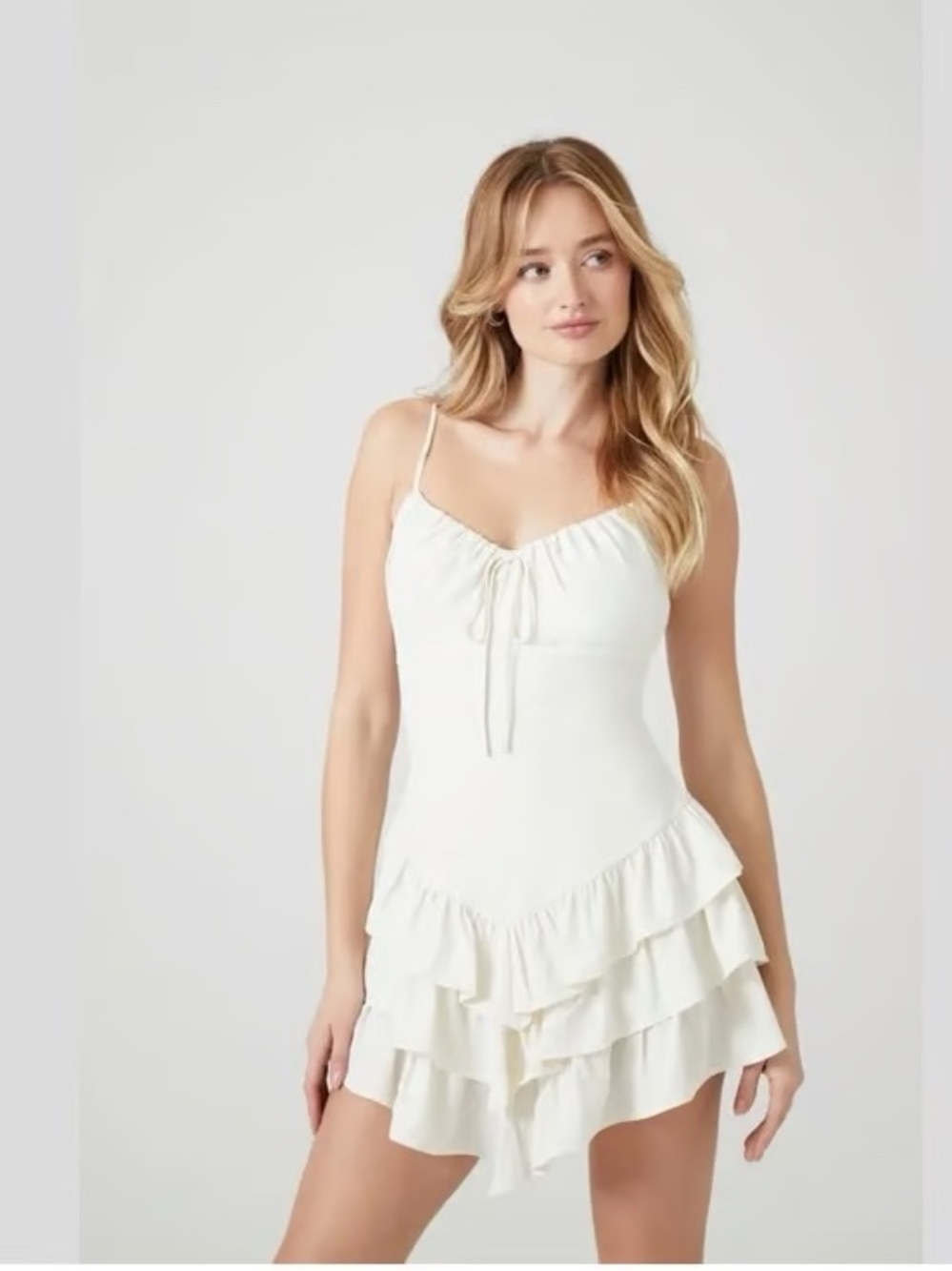 Forever 21 White Ruffle Tiered Mini Dress